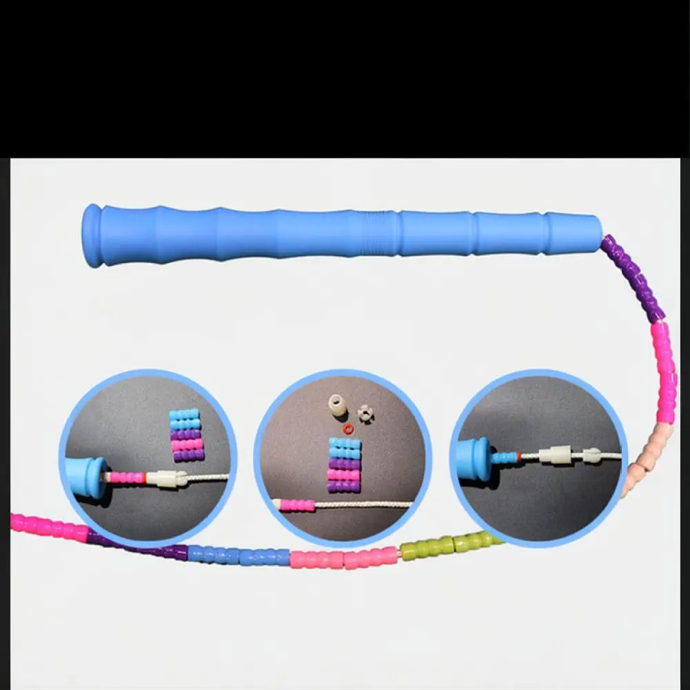 Youth Fitness Jump Rope Segmented Soft Beads Adjustable Length Durable Handle School Outdoor Exercise Sports Training Tool