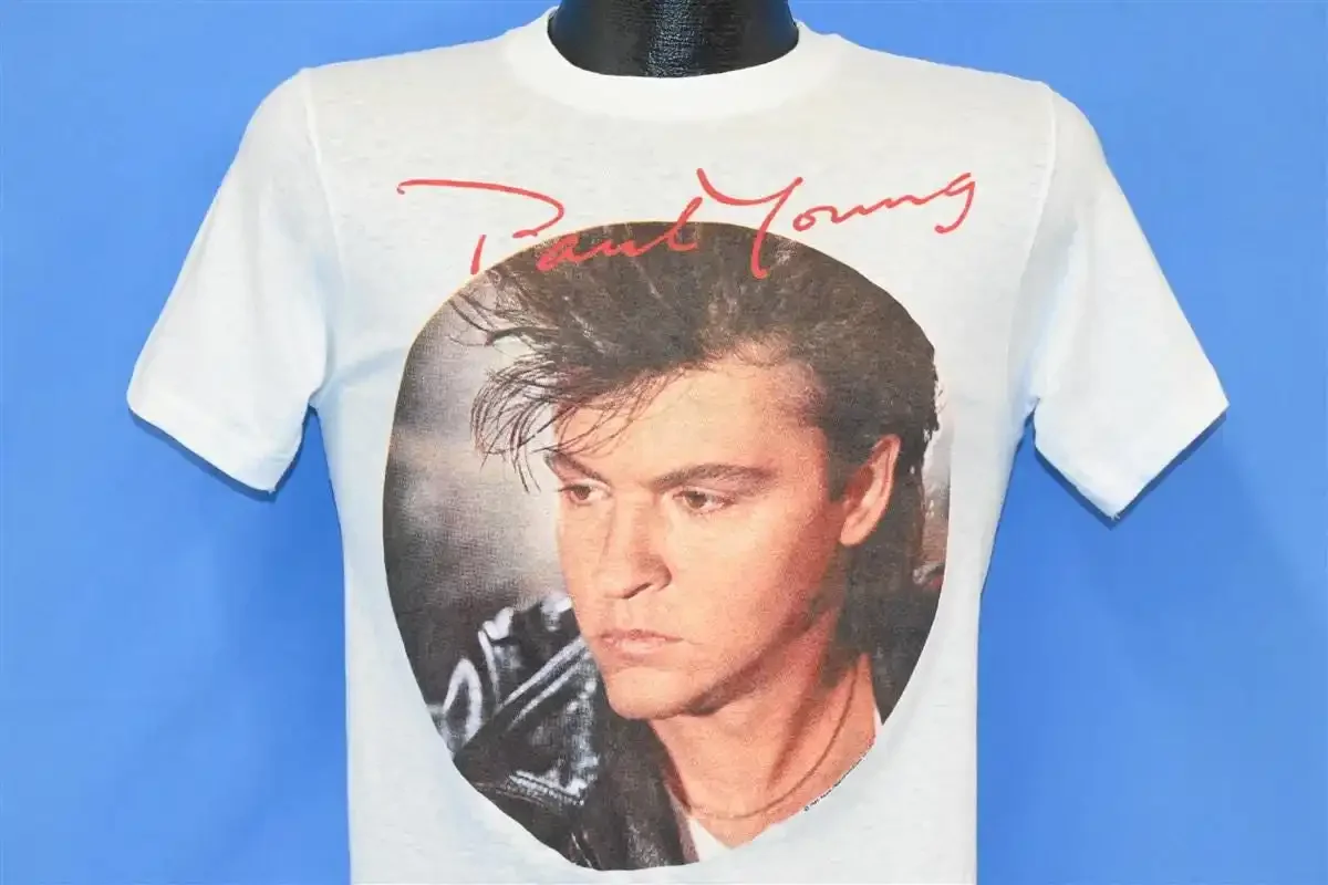 80s Paul Young Nine Go Mad With Davy Crockett Tour 1985 Concert T Shirt Small
