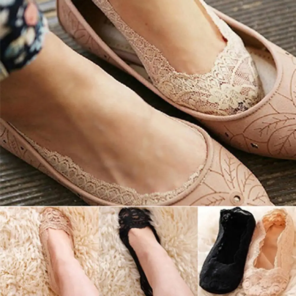 Lace Flower Boat Ankle Socks Woman Comfortable Sock Slipper Summer Cotton Boat Sock