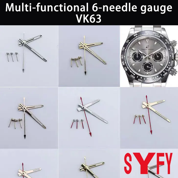 Watch accessory multi-function 6-pin hands suitable for VK63 multi-function quartz movement