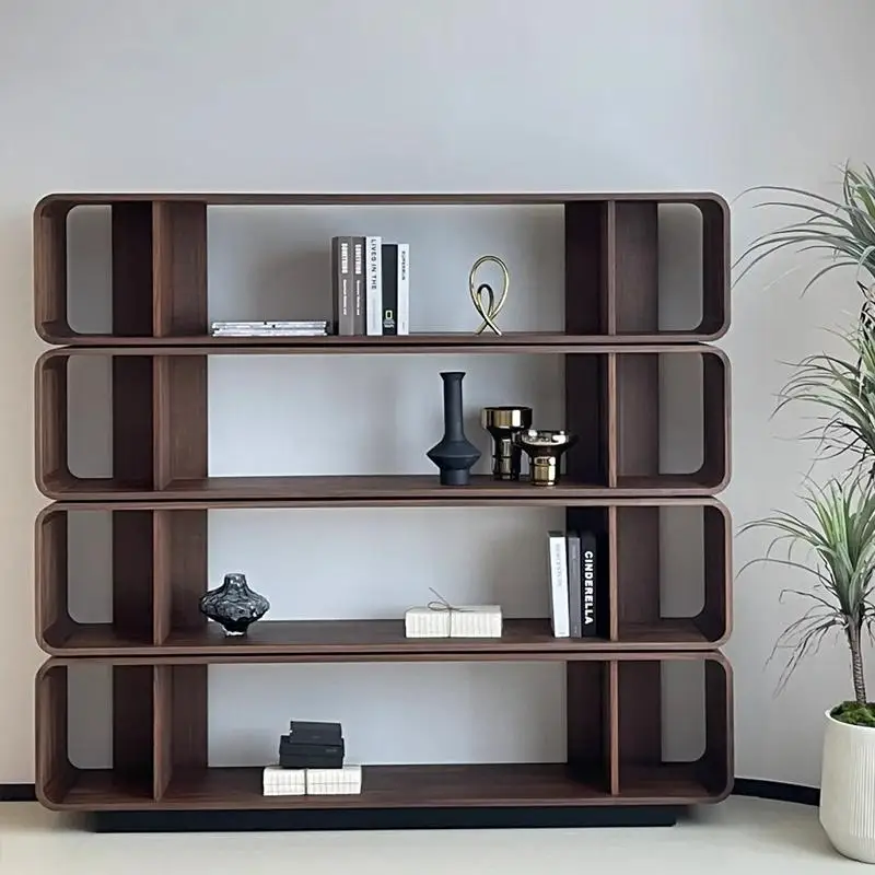 خزانة كتب جديدة من الخشب الصلب على الطراز الصيني ممتدة من الأرض حتى السقف دراسة الجوز الأسود الراقية رف كتب بسيط لغرفة المعيشة متعدد الطبقات