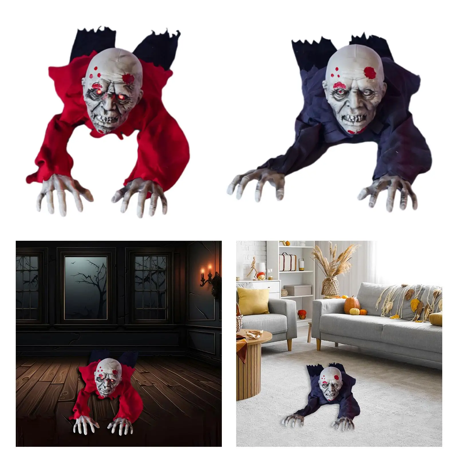 Electric Crawling Ghost Prop, Halloween Horror, Prop Spooky Sounds, Som Ativado, Shinning Eyes para Eventos, Multiuso