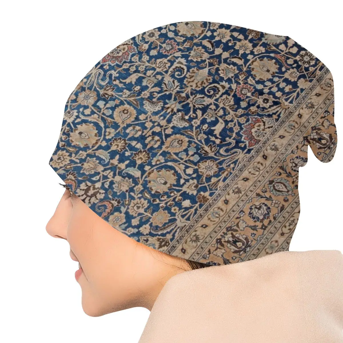 Custom Warm Bonnet Knitting Hats Turkish Antique Tabriz Persian Rug Beanie Cap Outdoor Ski Ethnic Boho Beanies Caps For Men