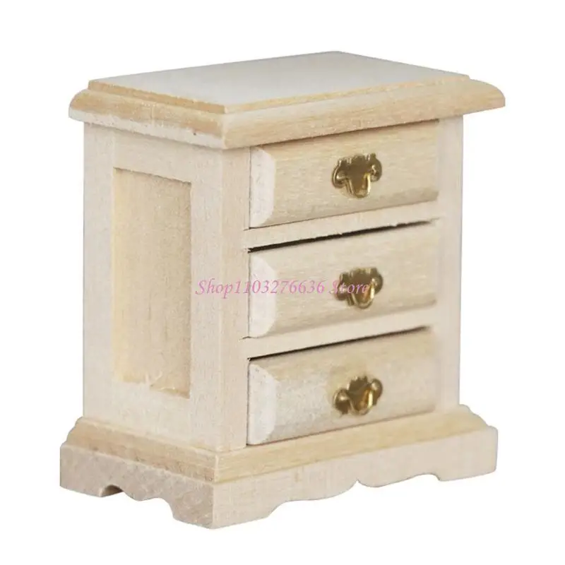 R6FD 1/12 بيوت الدمى خزانة جانبية مصنوعة يدويًا نموذج مصغر تصميم درج الأثاث