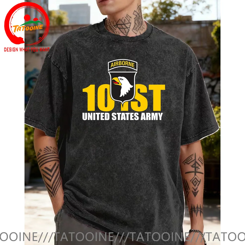 

Винтажная хлопковая футболка в стиле ретро, армия США 101-я воздушно-десантная футболка для мужчин, модная модная повседневная одежда, футболка, уличная рубашка