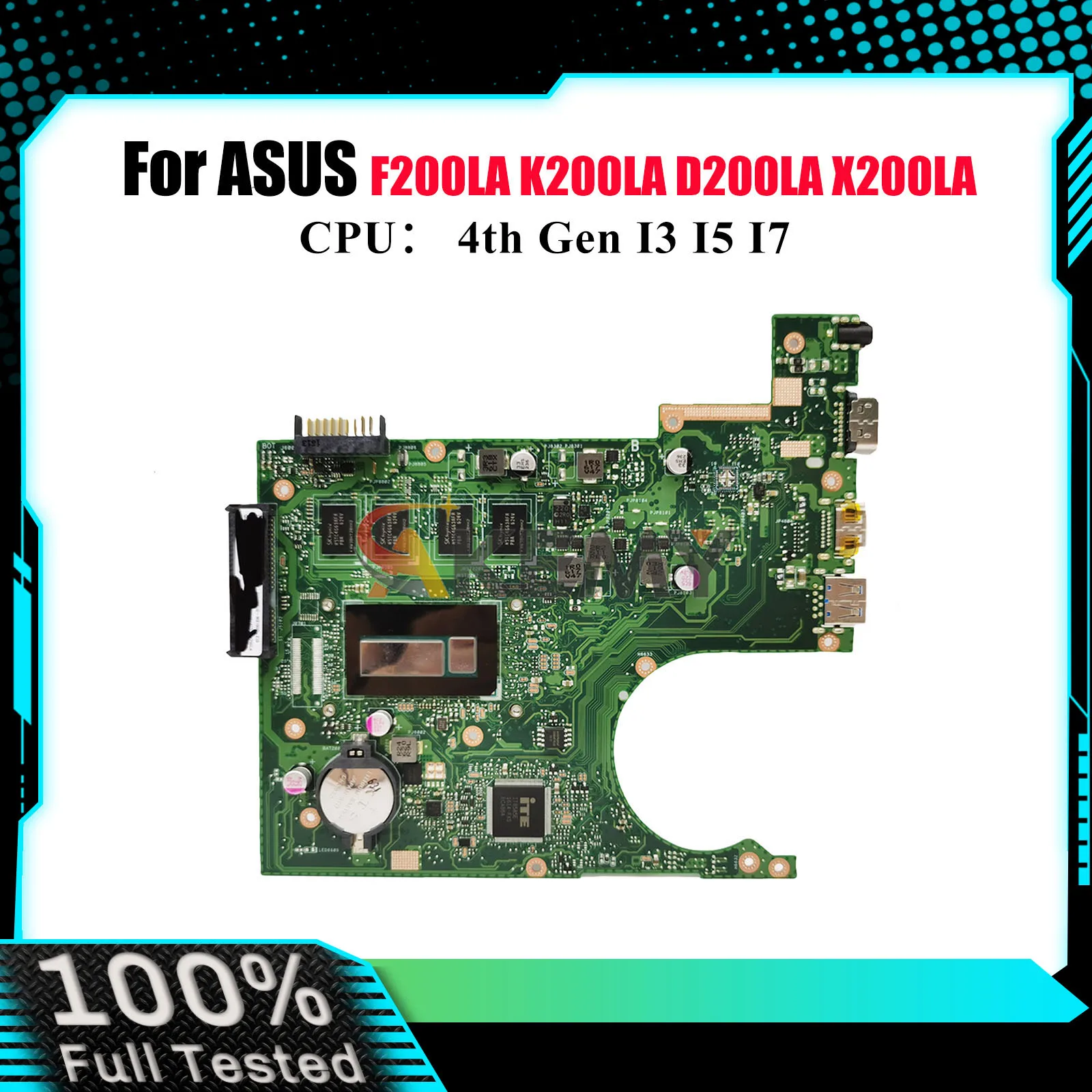 

X200LA Материнская плата для ноутбука ASUS VivoBook F200LA X200L X200LA K200LA D200LA Материнская плата для ноутбука с процессором I3 I5 I7 100% тестирование ОК
