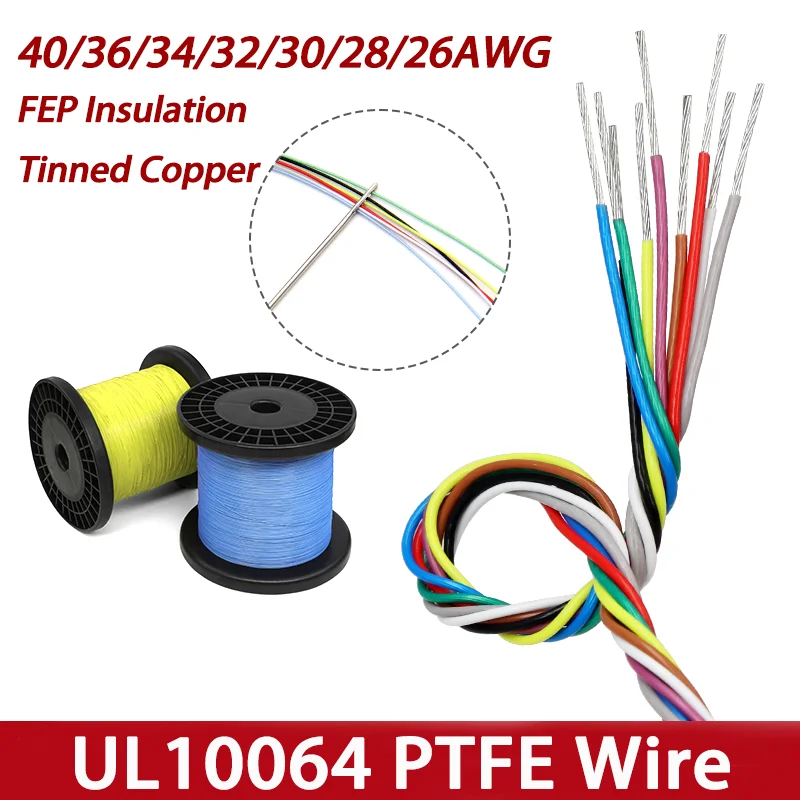 

10~100m UL10064 FEP Insulation Tinned Copper Cable 40/36/34/32/30/28/26AWG High Conductivity Micro Fine Solder Wire (No scroll)