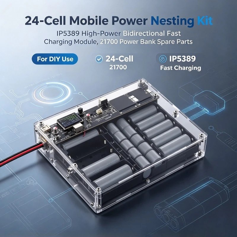 24-Cell Mobile Power Nesting Kit, IP5389 High-Power Bidirectional Fast Charging Module, 21700 Power Bank Spare Parts