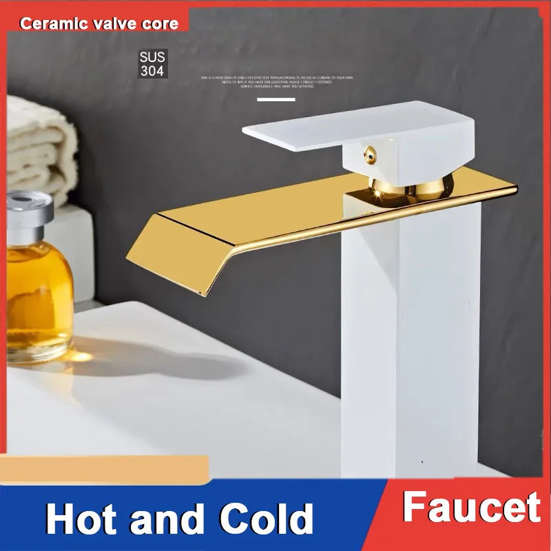 

Square Waterfall Faucet Black Gold Platinum Countertop Basin Washbasin Mixer Tap Bathroom Cabinet Bathroom Faucet