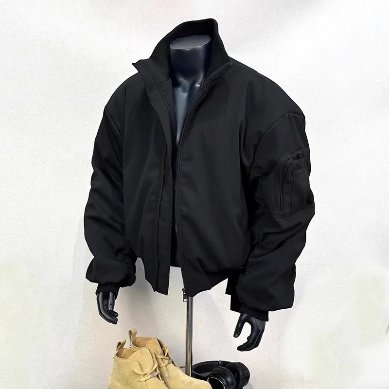 

MA1 Men's Bomber Jacket, American Retro Black Workwear Jackets For Man, Spring Autumn Oversized Windbreaker