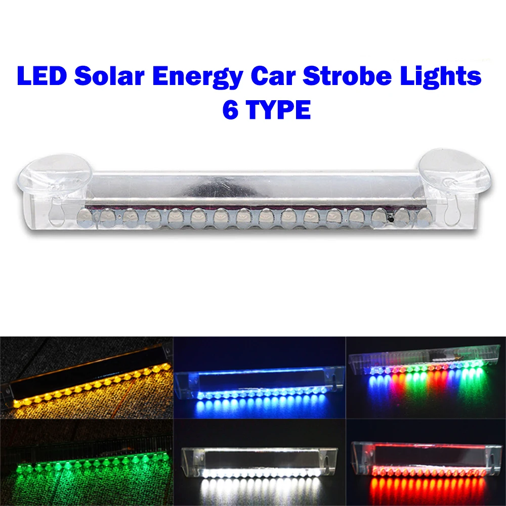 Car 16 LED Solar Energy Strobe Lamp Warning Light Emergency Caution Light  Blinker Attached