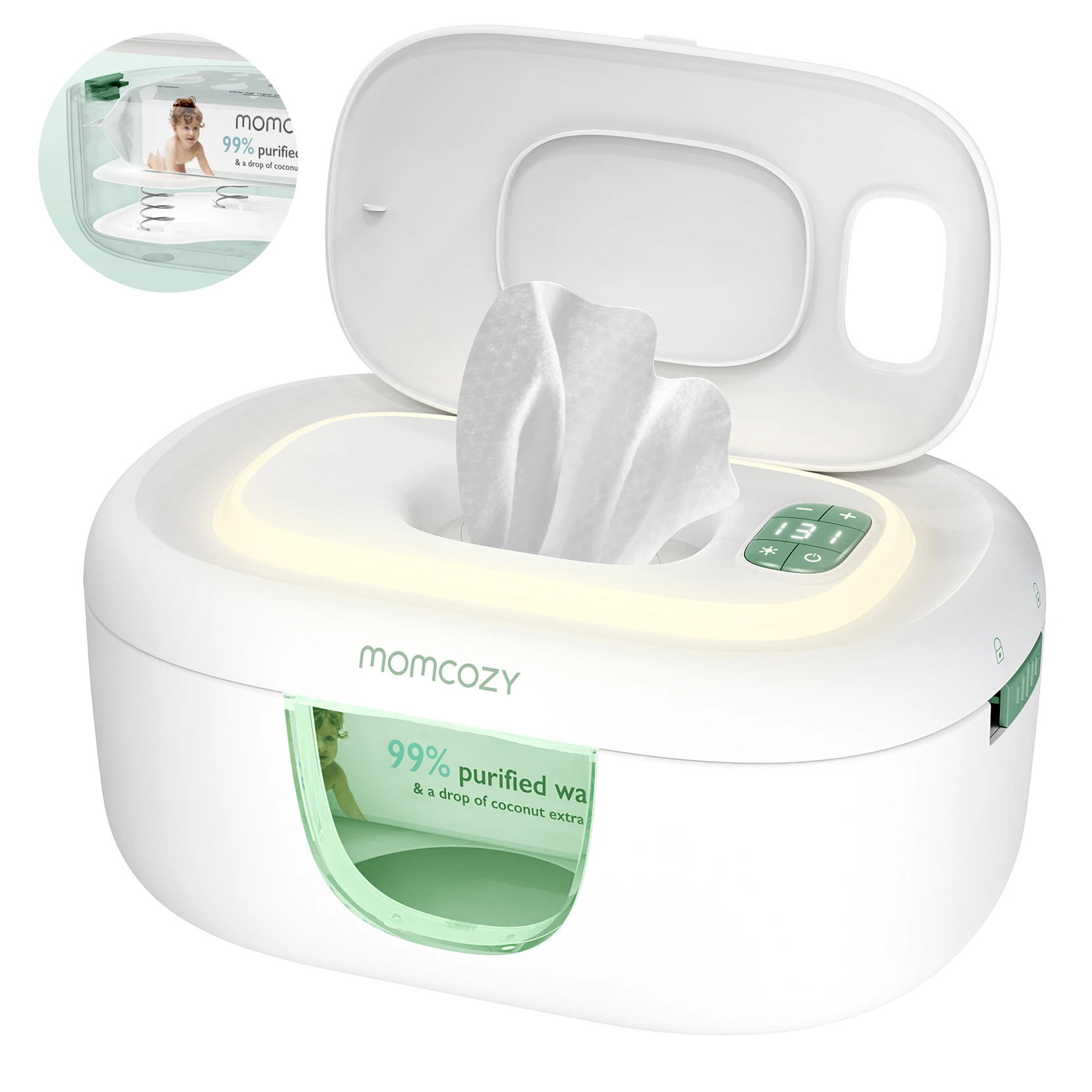 Momcozy Baby Wipe Warmer, Large Capacity, Fast and Even Heating, 4 Modes of Temperature Heating Control, with Night Light