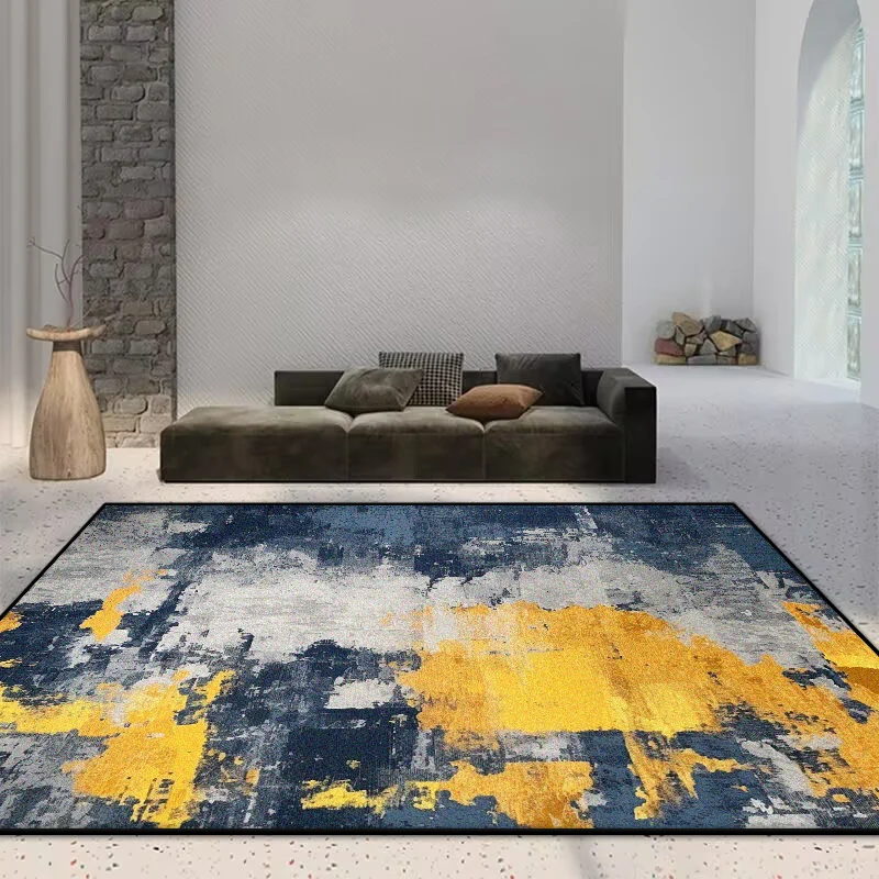 Abstract Carpet Living Room Nordic Yellow Sofa Area Rugs Light Luxury Home Large Floor Mat Bedroom Bedside Soft Carpets Washable