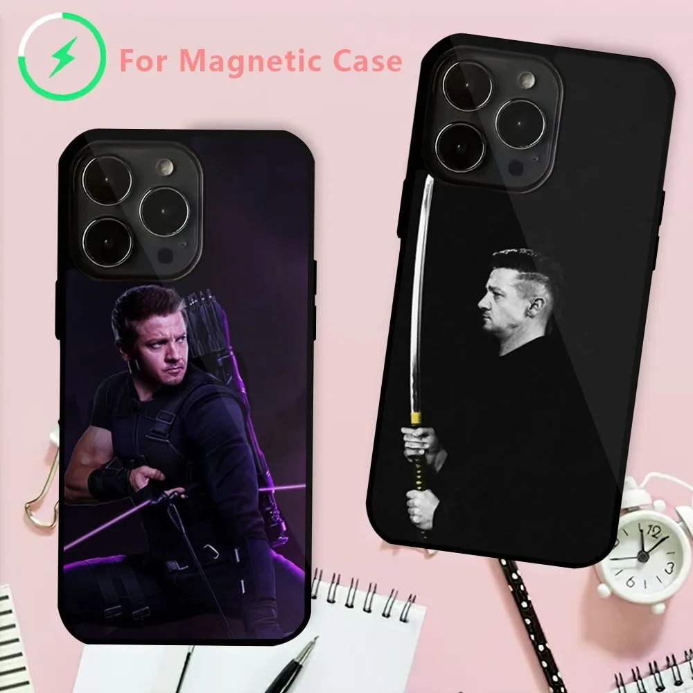 American Actor Famous Jeremy Renner Phone Case For iPhone 15 14 13 12 Mini Pro Max Plus Magnetic Attraction Shell