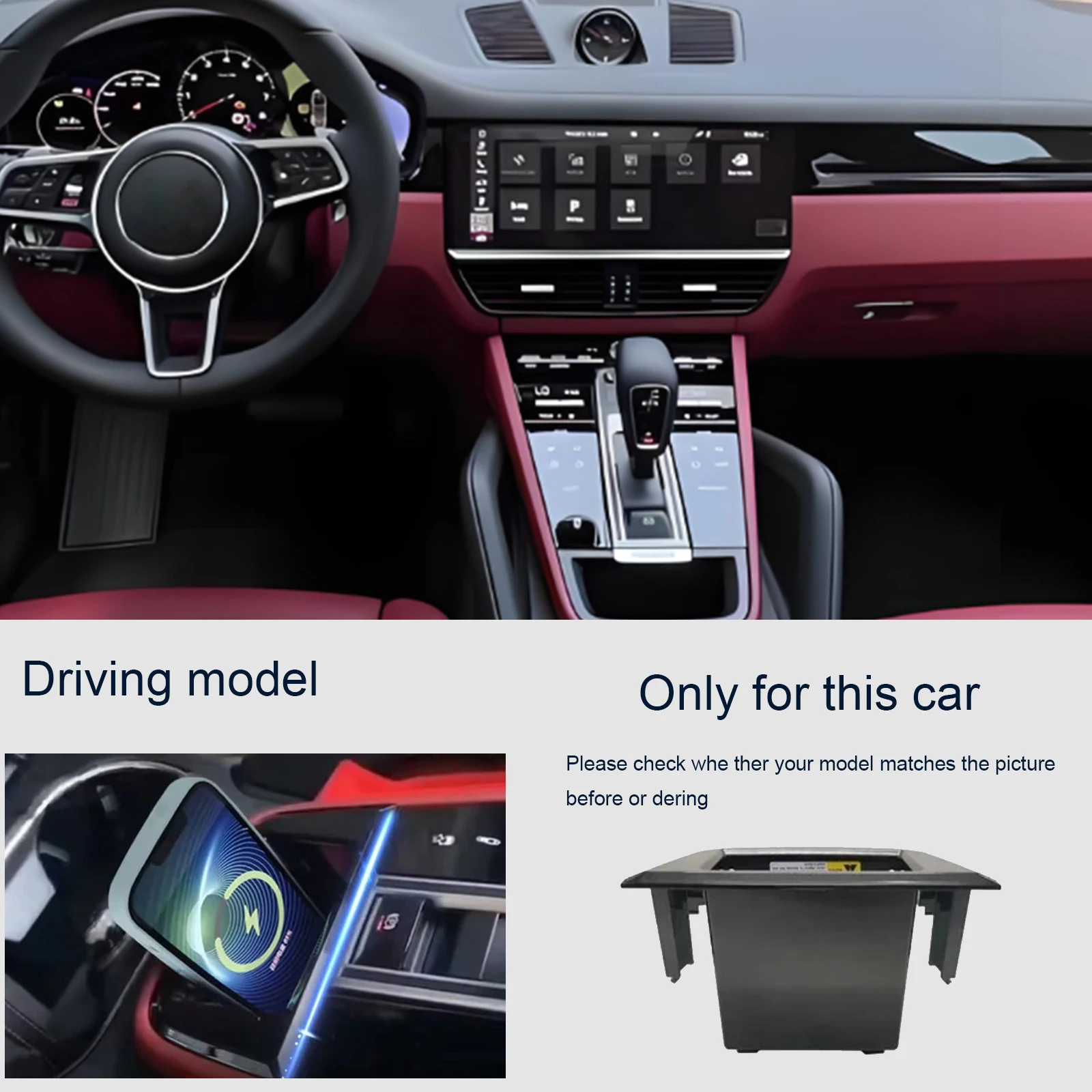 Para porsche cayenne 2018-2023 o mais recente console central do carro carregador de telefone rápido carregador sem fio placa de carregamento suporte 