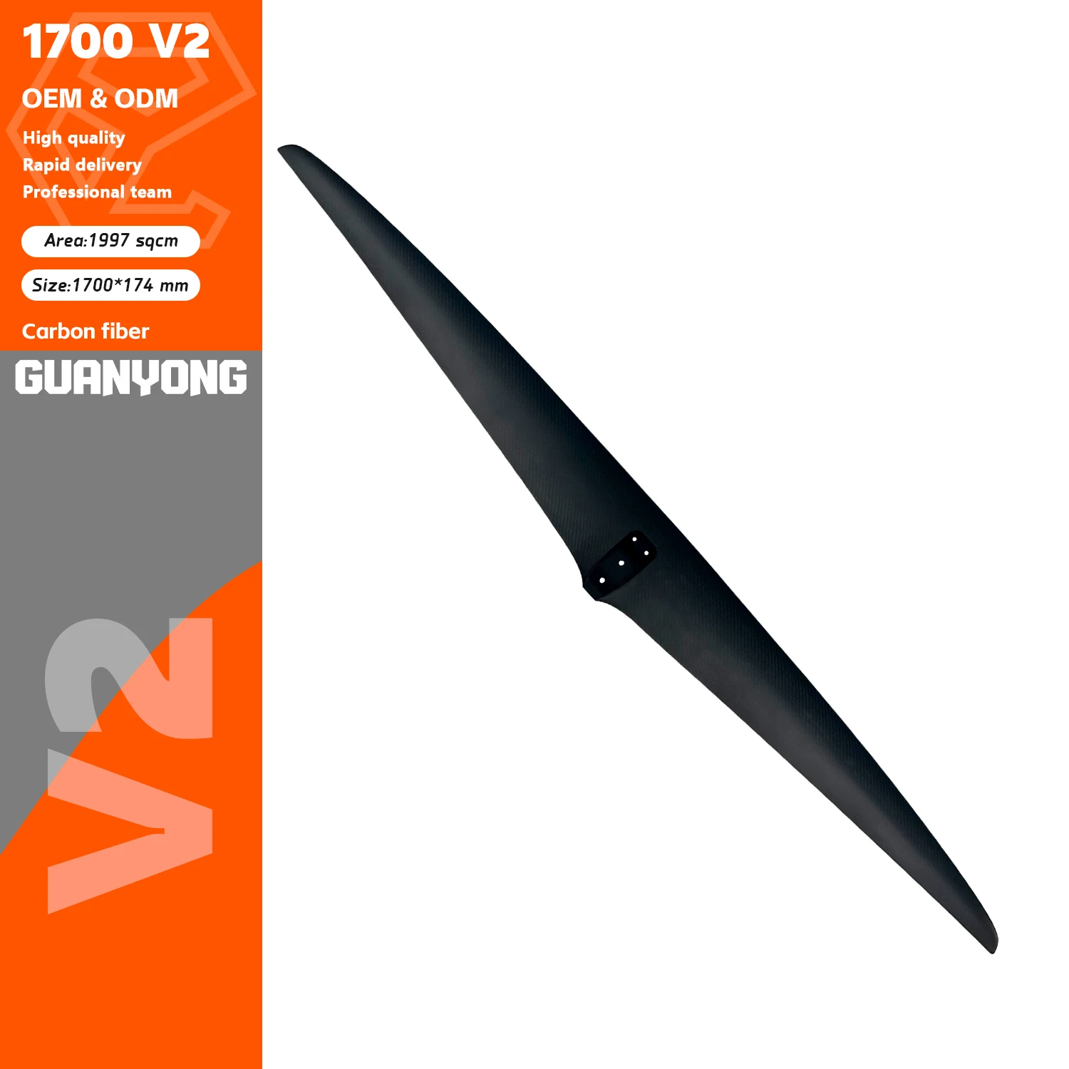 

New Model 1700V2 Carbon Fiber Welded Front Wing for Water Wingboard 1997Sqcm Large Blade Suitable for Hydrofoi Surfing Beginners