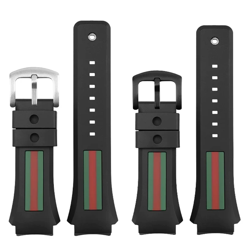 29-21mm For Gucci YA137/YA137107A Rubber Watch Strap Dedicated Protruding Port Band Waterproof Man Black Watch Bracelet