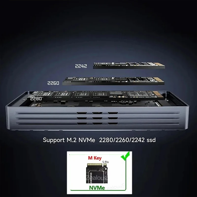 حافظة حاوية 40 جيجابت في الثانية M.2 NVMe SSD محول M.2 إلى USB 4.0 لـ M.2 NVME مع مروحة تبريد حافظة SSD خارجية متوافقة مع USB 3.2/3.1