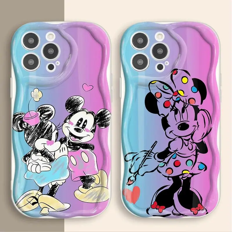 Disney Mickey Minnie Mouse Phone Case for iPhone 14 Plus 11 Pro 15ProMax 8 7 XS Max 13 Mini 12 Pro SE XR Square Liquid Cover