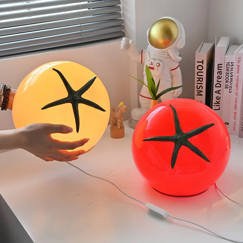 New Modern Creative Tomato Desk Lamp Bedroom Bedhead Ornament Romantic Atmosphere Light Luxury Lamp Gift Giving