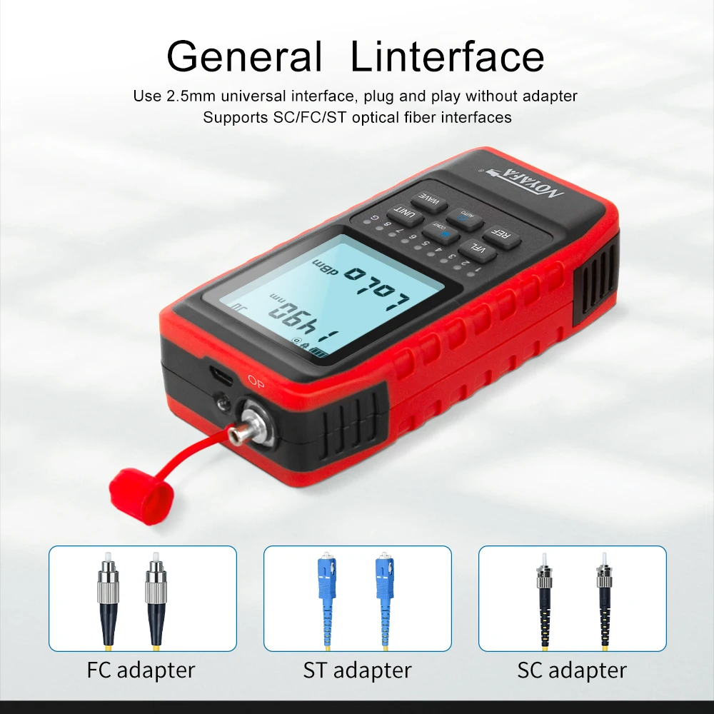 NOYAFA NF-908 مقياس الطاقة الضوئية FC SC ST جهاز اختبار الألياف البصرية شاشة الكريستال السائل محدد الأعطال البصرية كابل الشبكة تستر