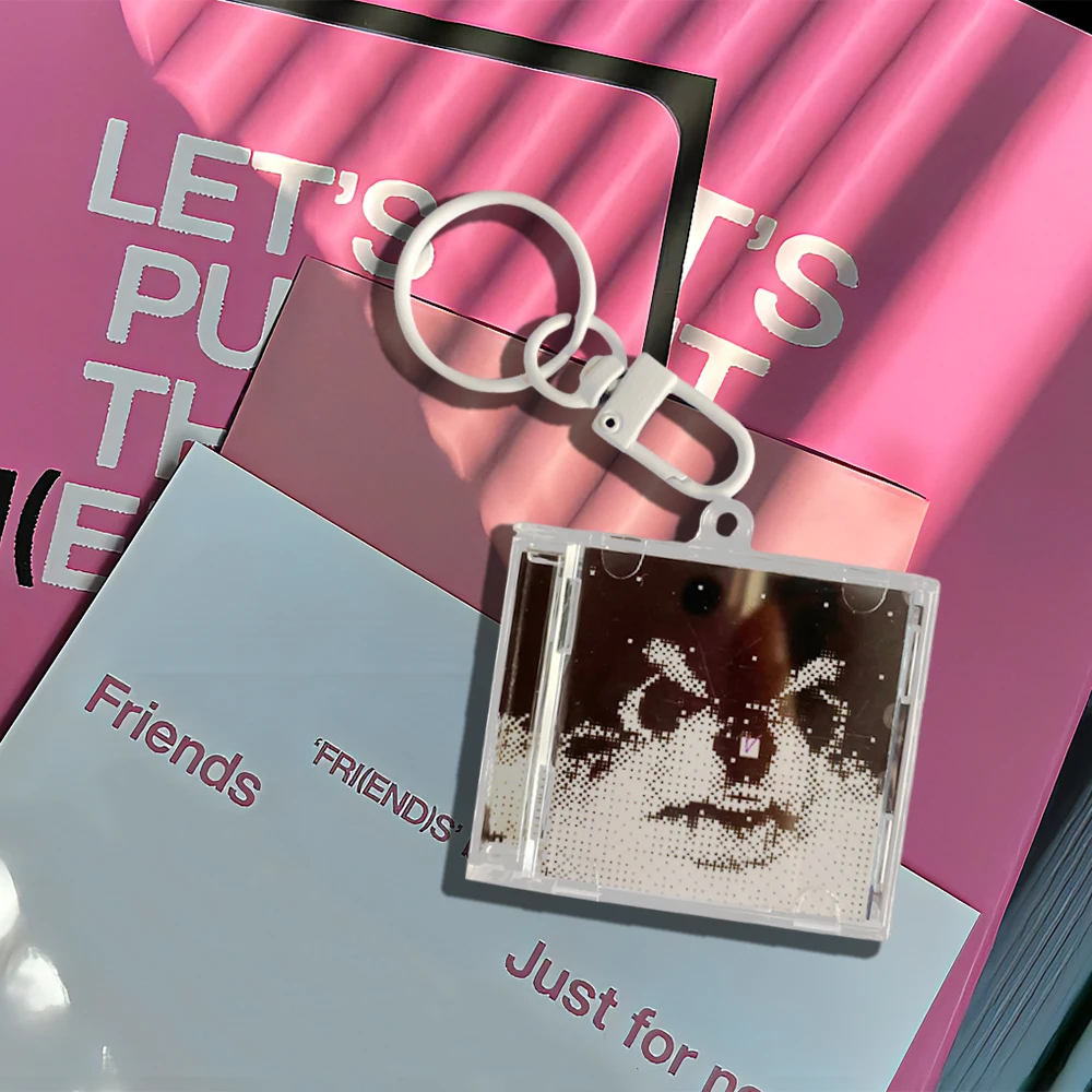 Acrylic NFC Mini CD Keychain Kpop TXST ATEEZ FRIENDS LAYOVER Album GOLDEN AGUST D DAY YOONGI TeahyungV Teakook Accessories Merch