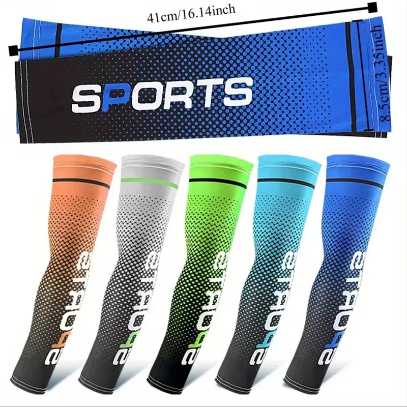 1-4Pairs Summer Fashio Sunscreen Ice Silk Sleeve UV Sun Protection Cooling Anti-Slip Arm Sleeves Men Women Outdoor Sport Cycling