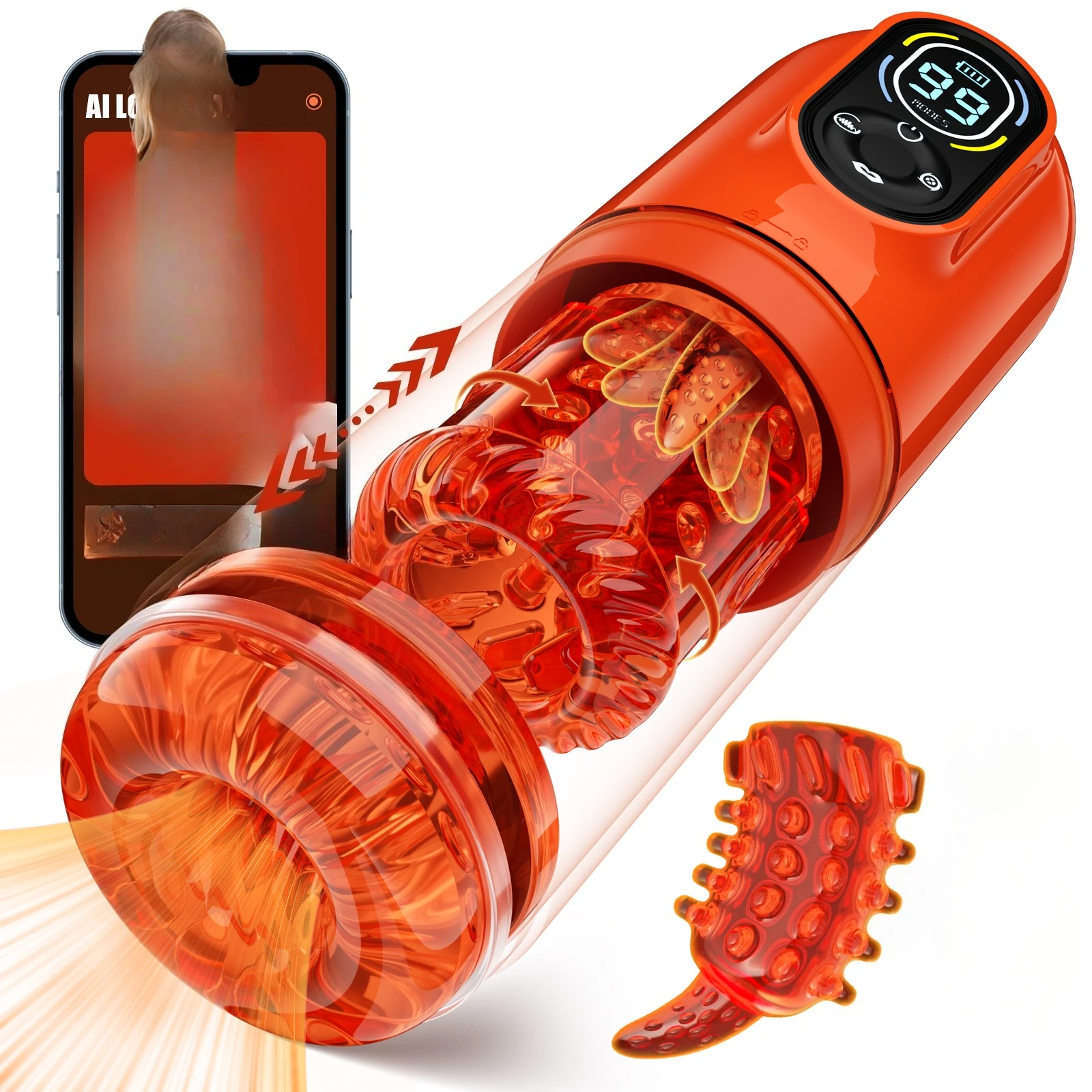 App 7 Modes Telescopic Rotating Vibrator Male Masturbator Fully Automatic Masturbation Cup Penis Trainer Pocket Pussy Sex Toy