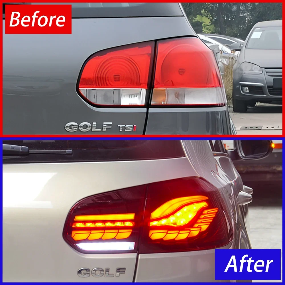 For VW Golf 6 MK6 2010-2012 Auto Back Lamps Assembly Upgrade New LED Dragon Scale Style Taillights Plug and Play Accessories