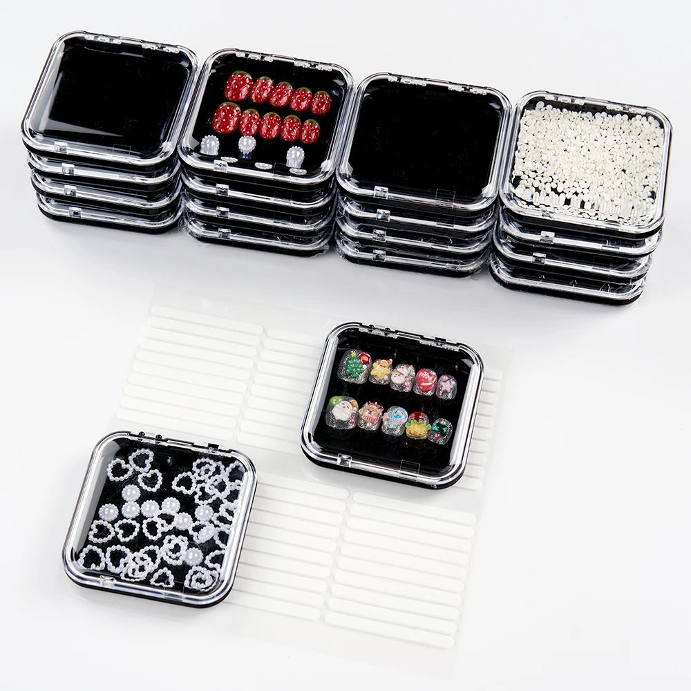 10 stücke schwarze Acryl Make-up & Nail Art Organizer Aufbewahrung boxen leichte Kosmetik Fall Set perfekt für DIY Schmuck