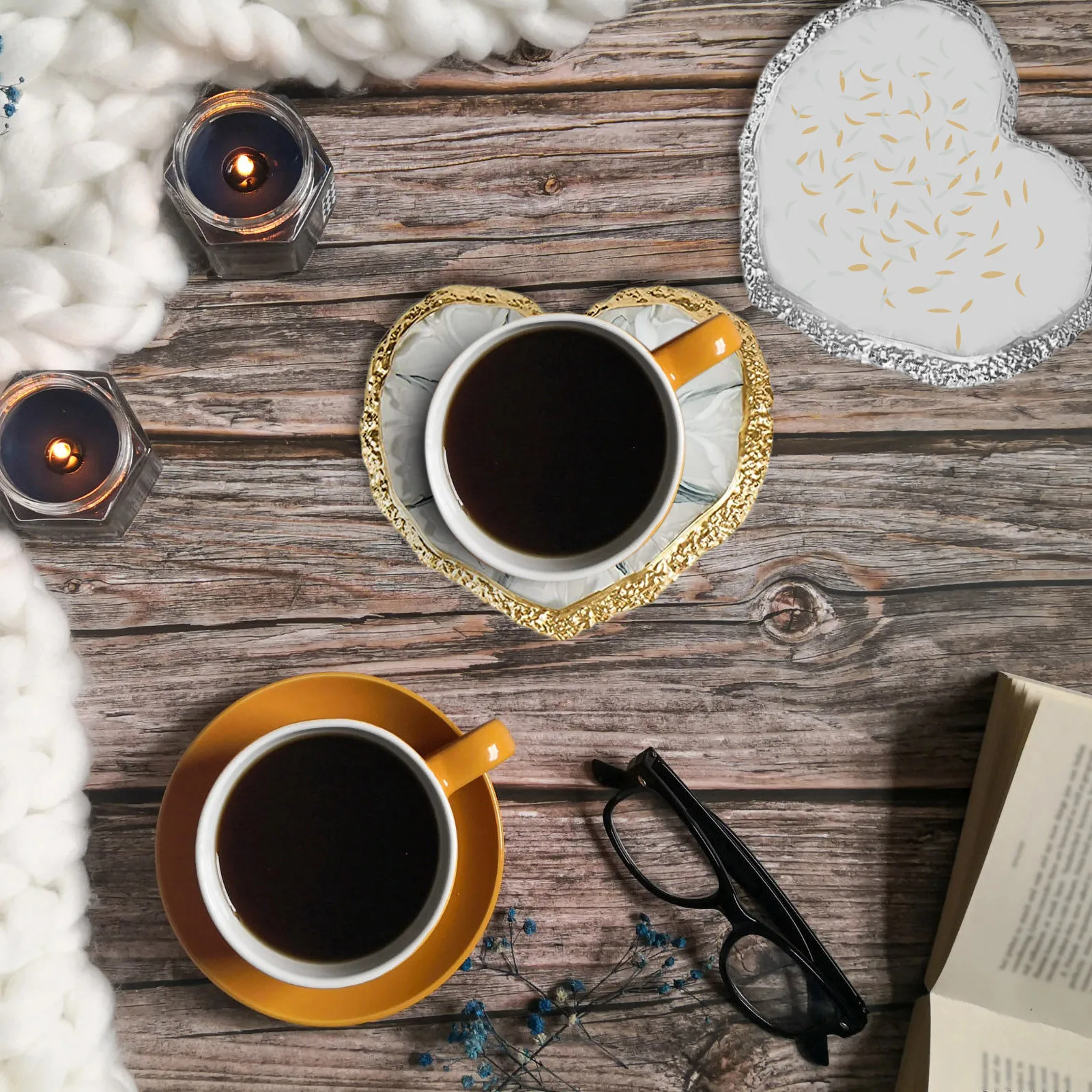 

Silicone Heart-Shape Coaster Mold for DIY Creative Crafts and Home Decor Durable and Practical Use Coaster Molds