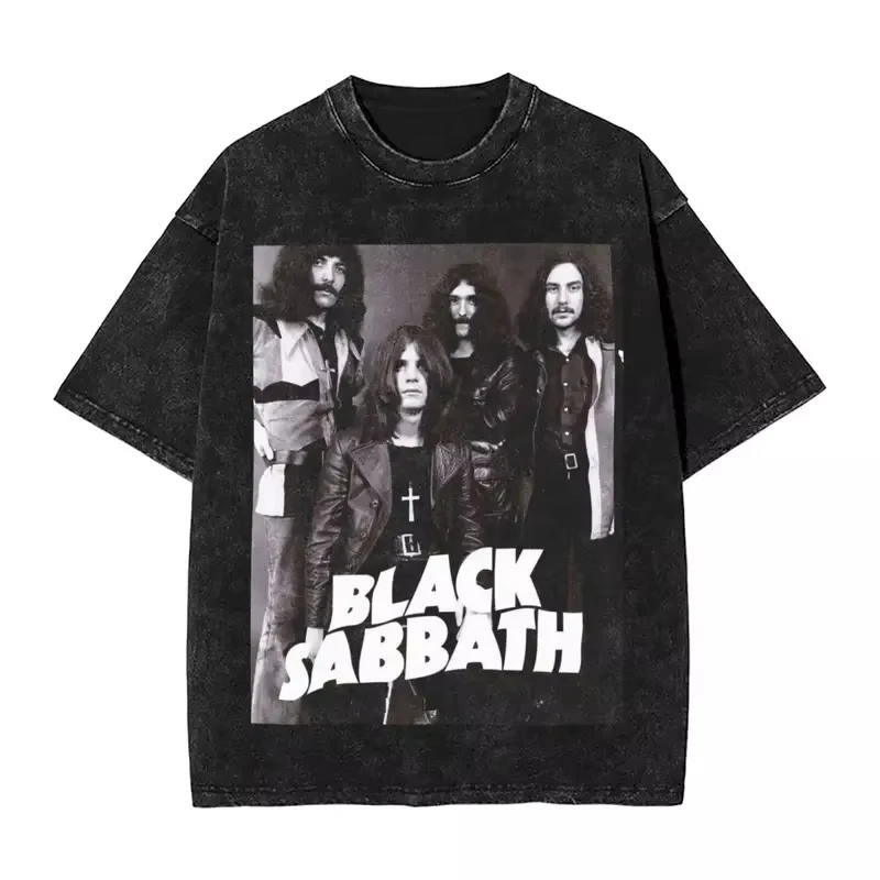 Black Sabbathes Metal Music Washed T Shirts Hip Hop Band Men Women T-shirt Oversize Streetwear Cotton Graphic Tops Tops Tees