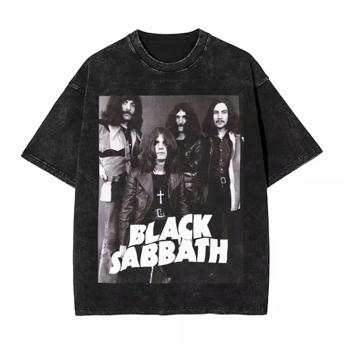 Imagen 2 del producto Camisetas laadas con música de Metal de Black Sabbathes, camiseta de banda de Hip Hop para hombres y mujeres, ropa de calle de gran tamaño, camisetas gráficas de algodón