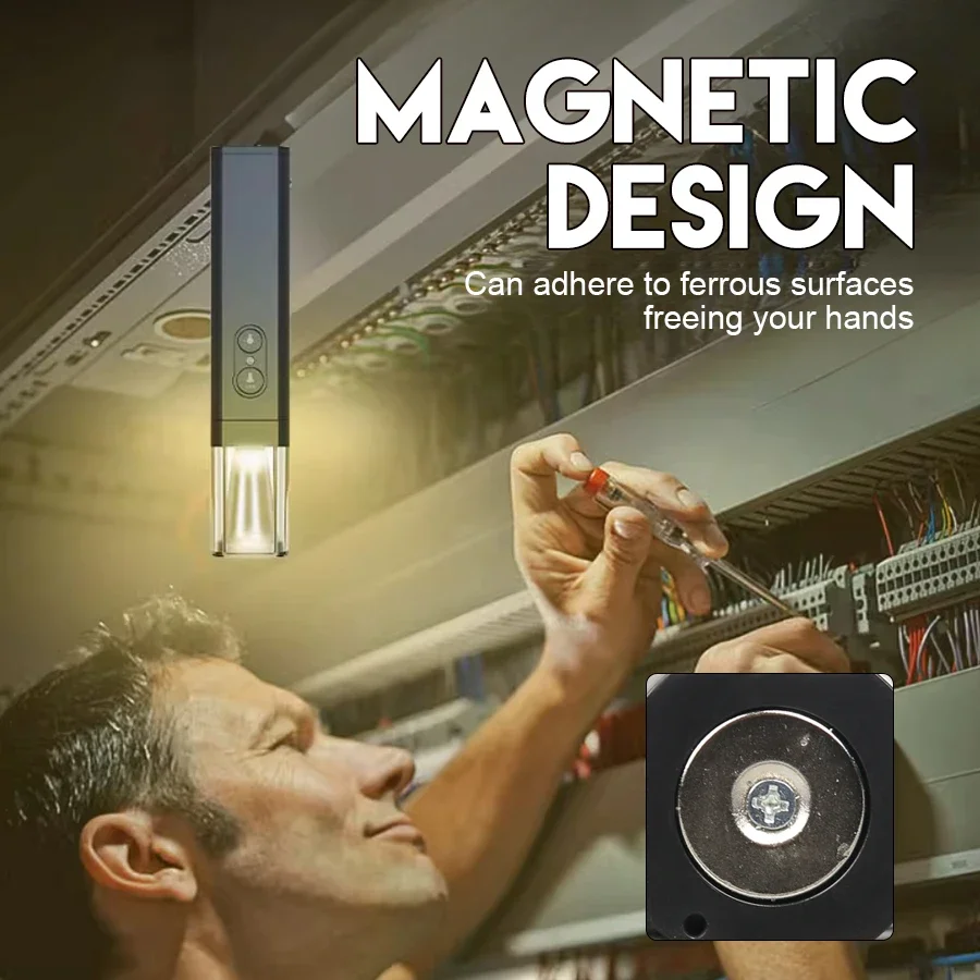 Wiederaufladbare LED-Taschenlampe, tragbare Camping-Taschenlampe, eingebauter 1500-mAh-Akku, Taschenlampe, Schwanz, magnetisches Reparatur-Arbeitslicht