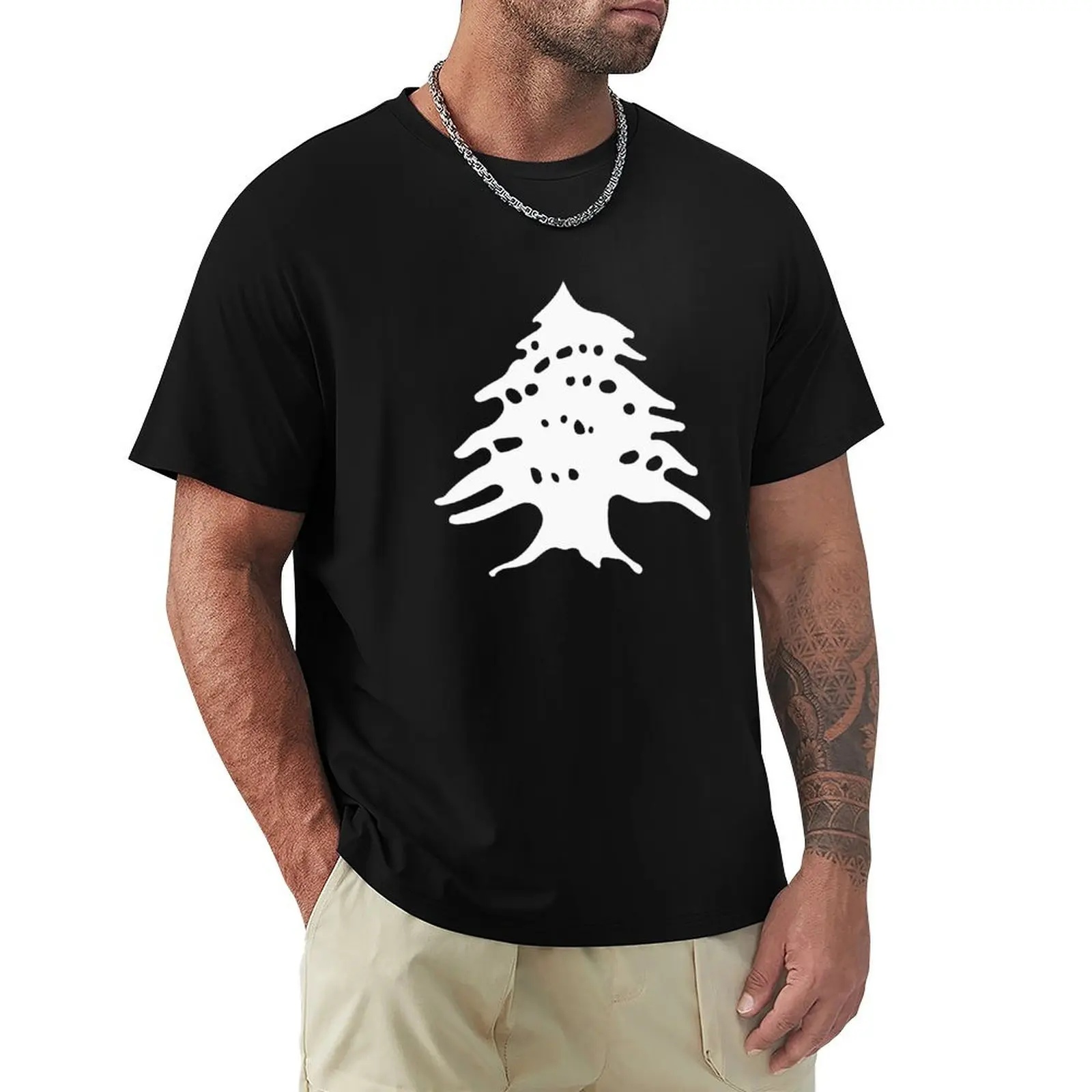 Lebanon Flag · White Symbol T-Shirt Casual Everyday Wear T-Shirt
