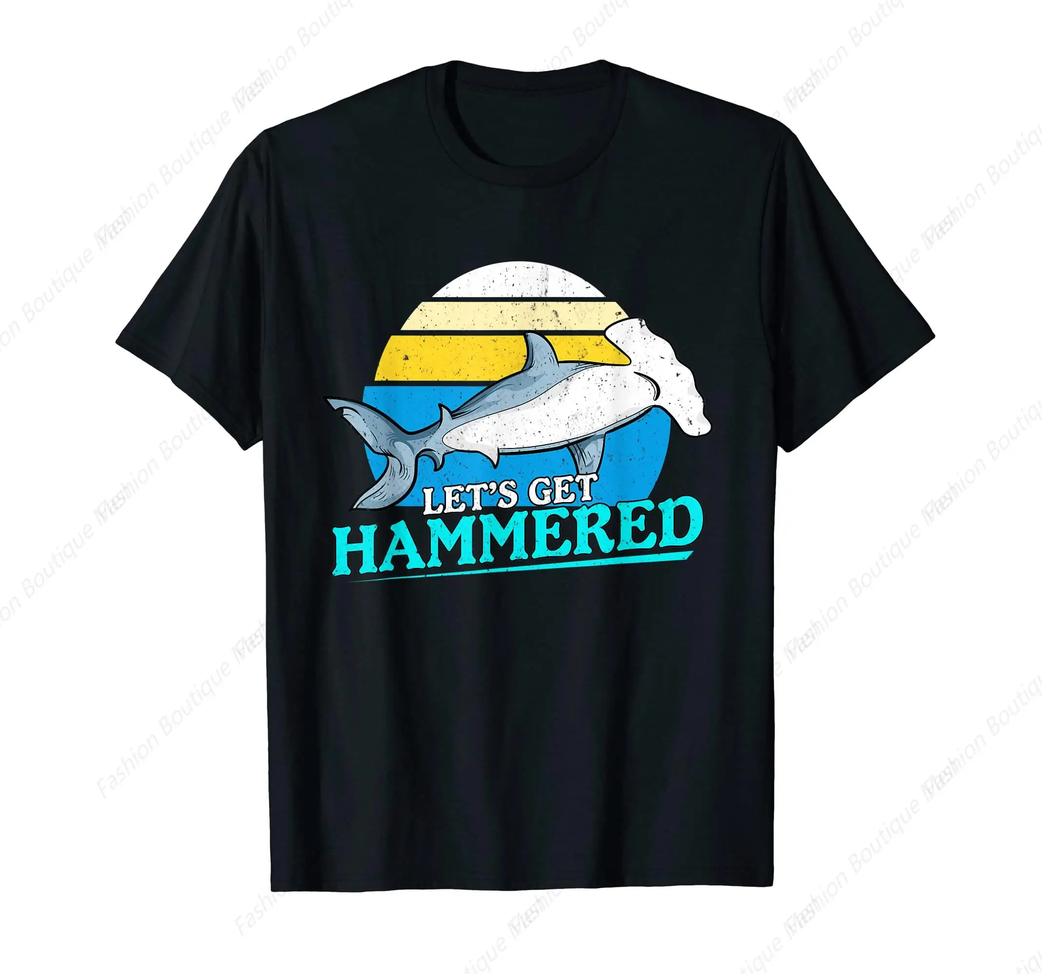 Hot-selling Fashion Short Sleeve Let's Get Hammered Funny Hammerhead Shark Party T-Shirt