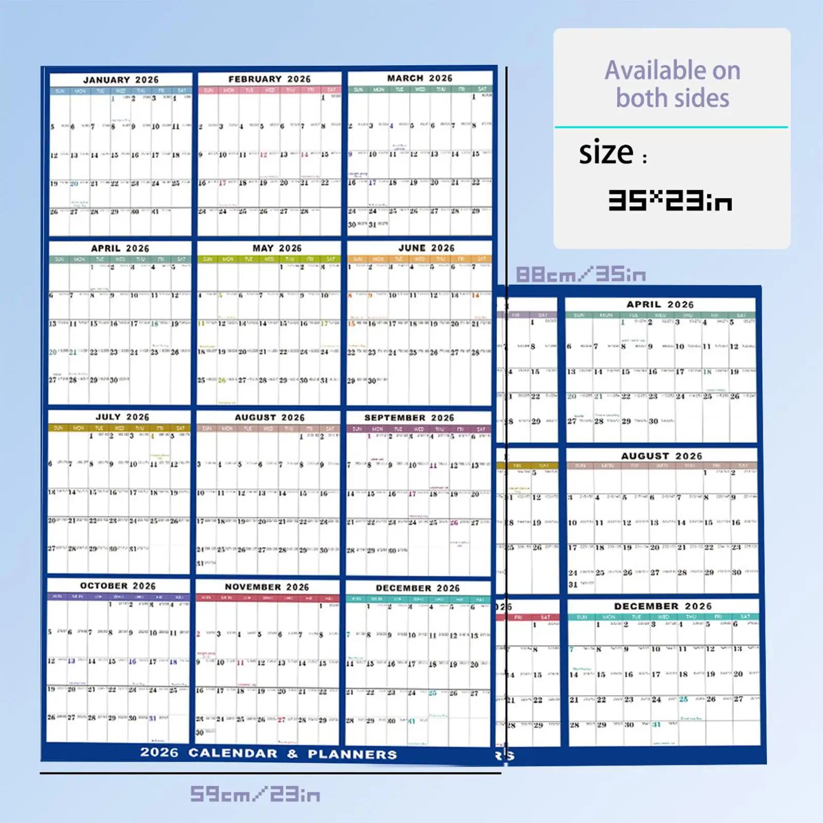 2026 Erasable Wall Calendar with Dry and Wet Erasable Lamination 12 Month Yearly Schedule Organizer for Indoor Home