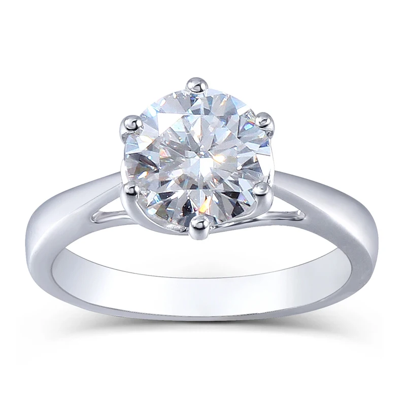 

Seasons of Shine Classic Solitaire 14K White Gold 2CTW 8mm Moissanite Diamond Engagement Wedding Ring For Women Perfect Gift