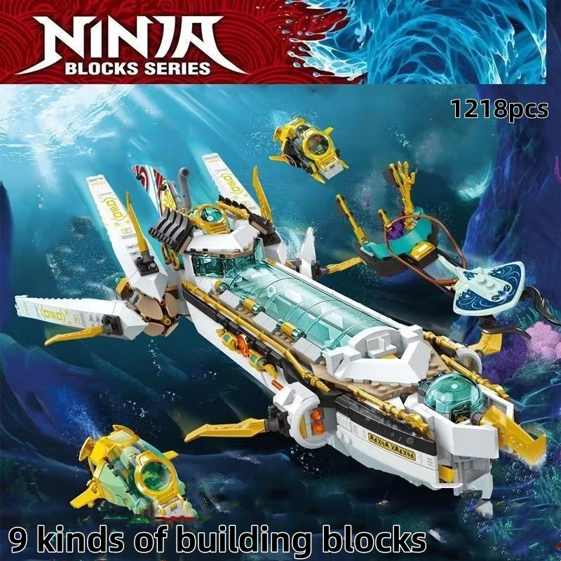 Masters of Spinjitzu Water Reward No. 1218pcs Submarine Model Boy Assembling Building Block Toys Birthday Christmas Gift Model