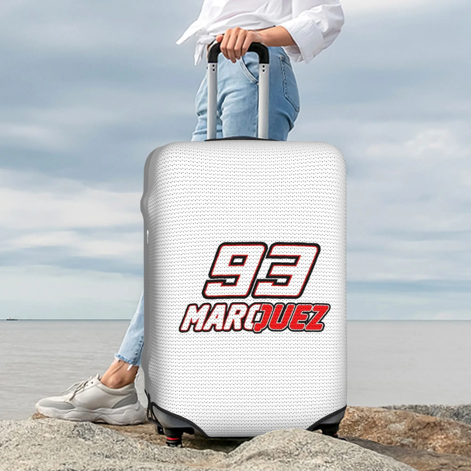 Custom Funny 93 Marquez Luggage Cover Protector Washable Motorcycle Racing Travel Suitcase Covers