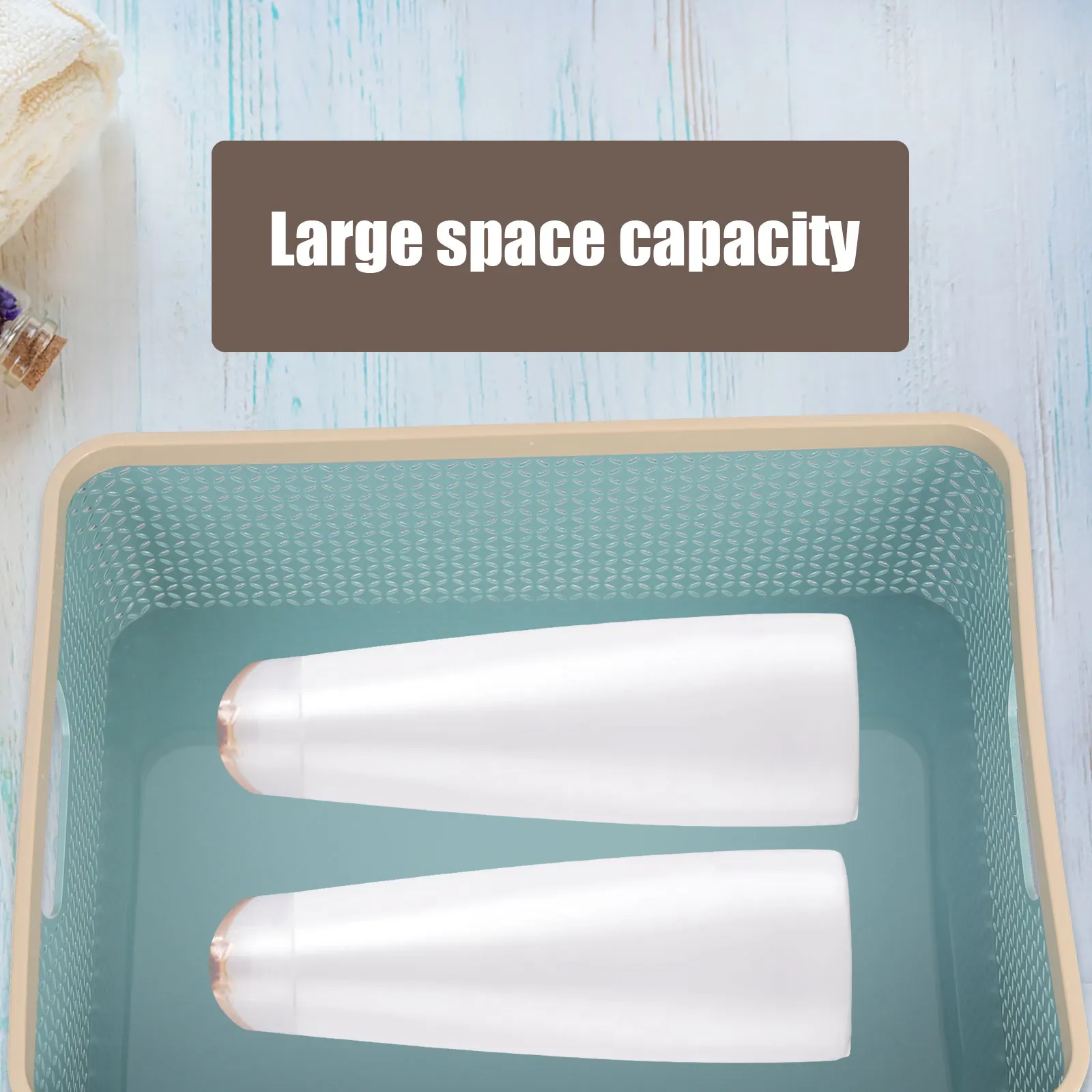 

Delicate Plastic Storage Home Organizer Large Space Household Sundries Bin Decorative Desktop Basket Multipurpose