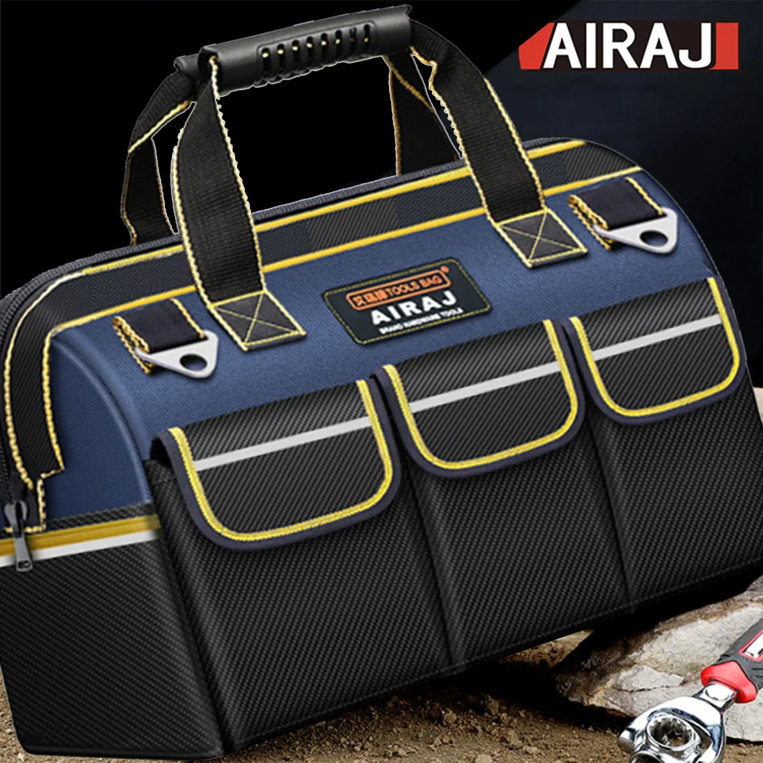 17&19 Inch Tool Bags,14 Pockets Organizer with Wide Mouth and Soft Bottom,Waterproof Portable Tool Bags Heavy Duty Storage Bag