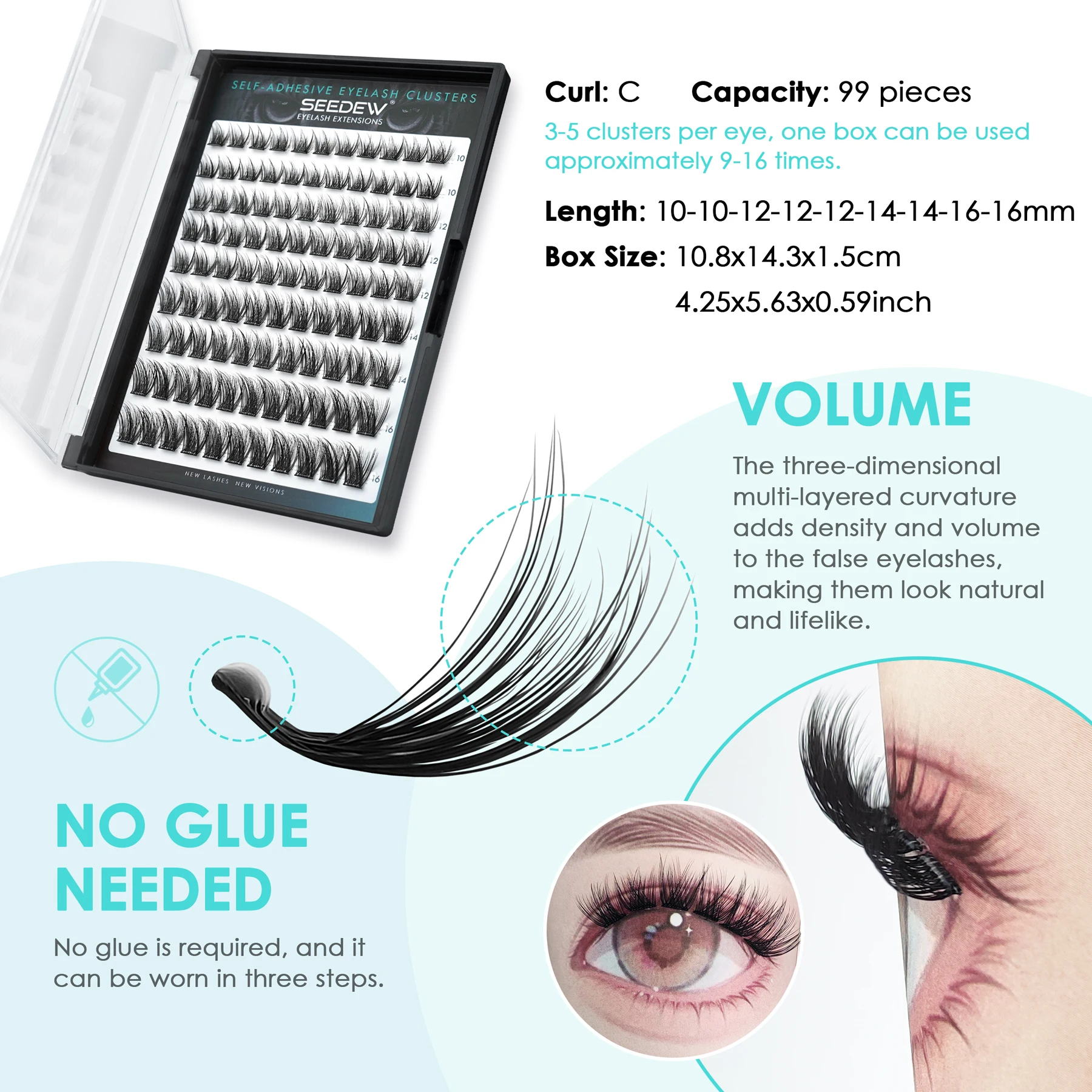 Ciglia autoadesive SEEDEW stile volume 3D Ciglia finte multistrato naturali