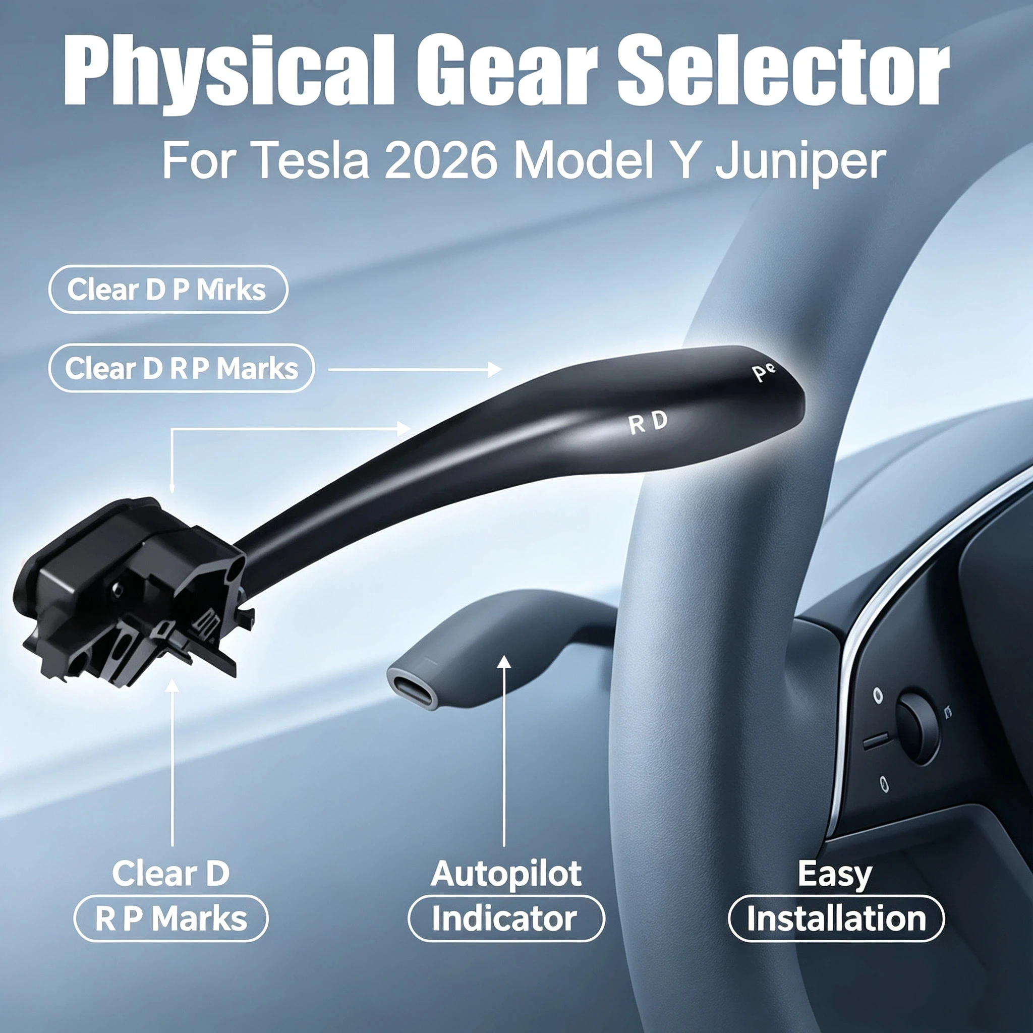 2026 Model Y Juniper Mini Function Gear Shift Stalk Physical Steering Wheel Stalk Bar Car Modified Accessories for Tesla New Y