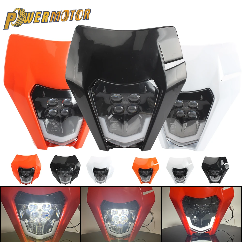 

Motorcycle LED Headlight Plate for KTM EXC SX Fairing Wick Dirt Bike Supermoto Motocross Headlamp Accessories Headlights Enduro