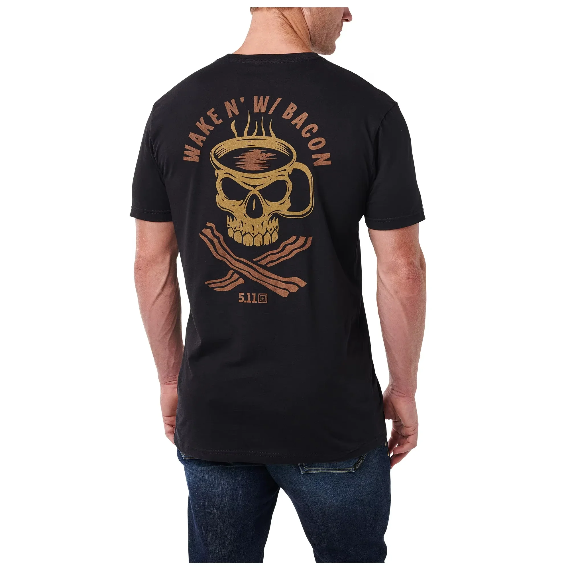 

2025 High Quality USA 5.11 Tactical Men T-Shirt Cotton Printed Round Neck Fitness Training Round-neck Short Sleeved Shirt