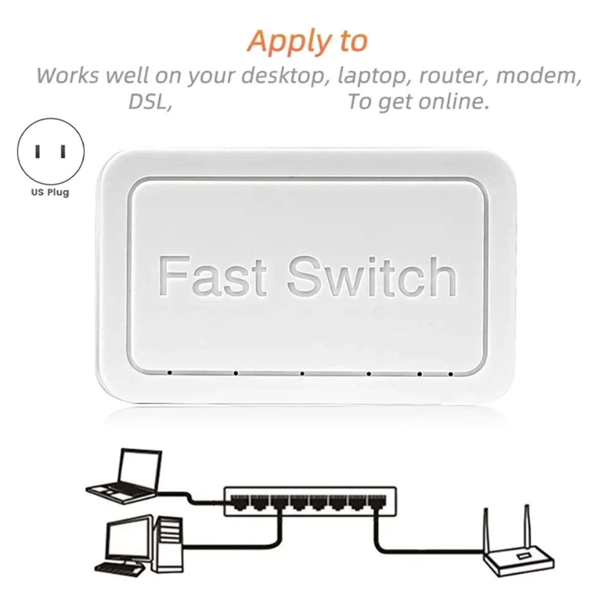 ABDX-1000Mbps Mini Gigabit Netwerk Switch 5-poorts Ethernet Switch Internet Splitter Plug en Play RJ45 Hub