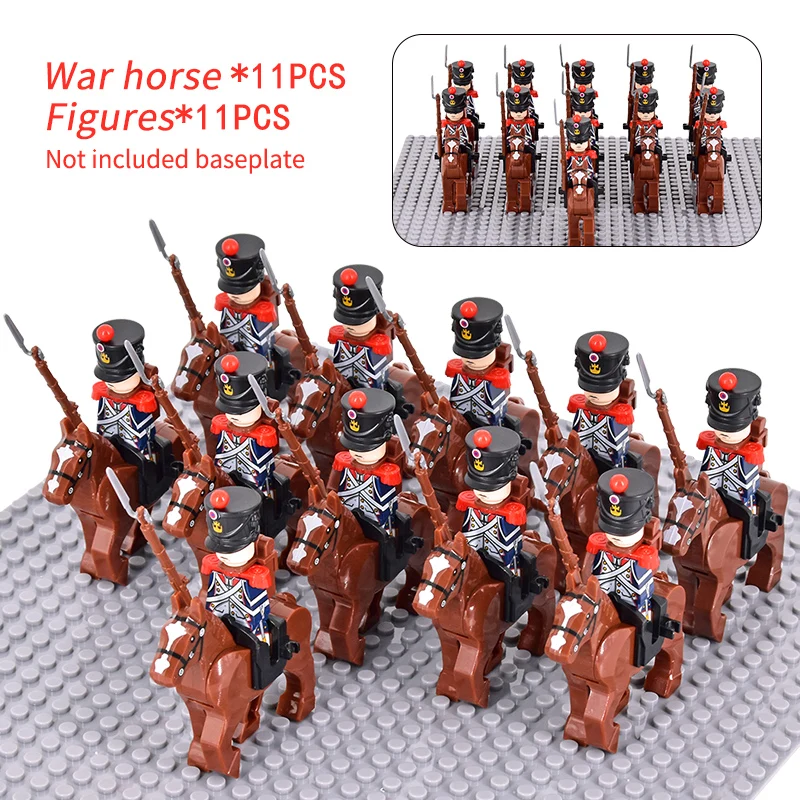 WW2 Military French Dragoon British Soldiers Cavalry Knights Figures Army Scottish Fuisiler Building Blocks Weapons Brick Toys