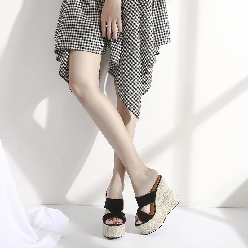 Women Sandals In Summer  Wedges Heels Platform Footwear 14cm High Heels Sandals Shoes For Lady - view 2
