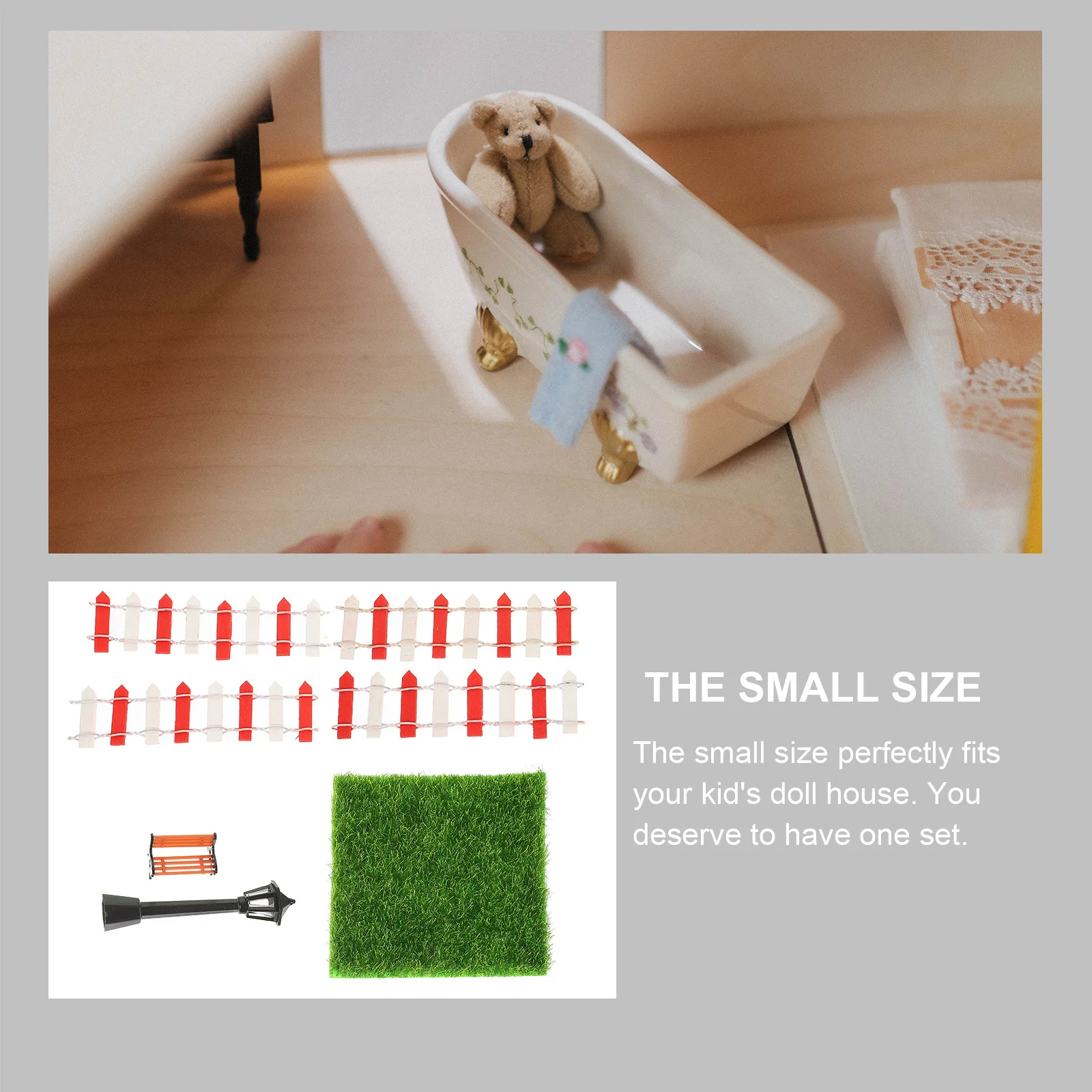 

1 set Chair Decor Set Street Lamp Fences Lawn For 1/6 1/12 House Garden Art Ornament Small House Kit Miniature